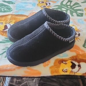 BearPaw Black Slip-On Clog with Braided Trim